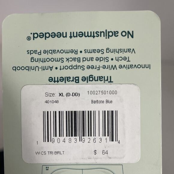 Tommy John Comfort‎ Smoothing Triangle Bralette Navy XL (D-DD) Wire Free T-Shirt - Picture 9 of 10